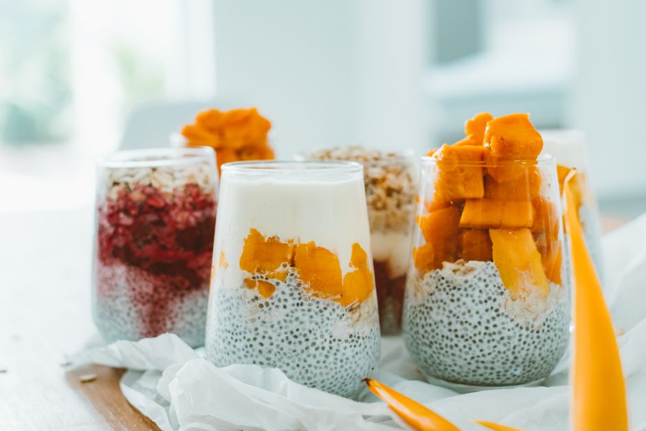 Bol de yogur con chía y mango