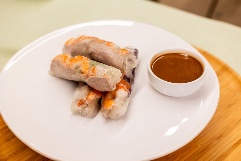 Rollitos vietnamitas frescos con gambas