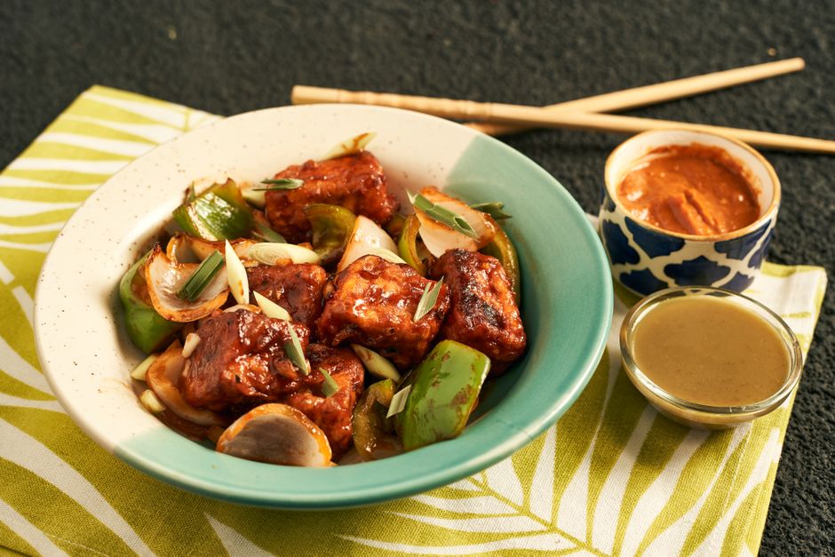 Tofu al horno con salsa satay